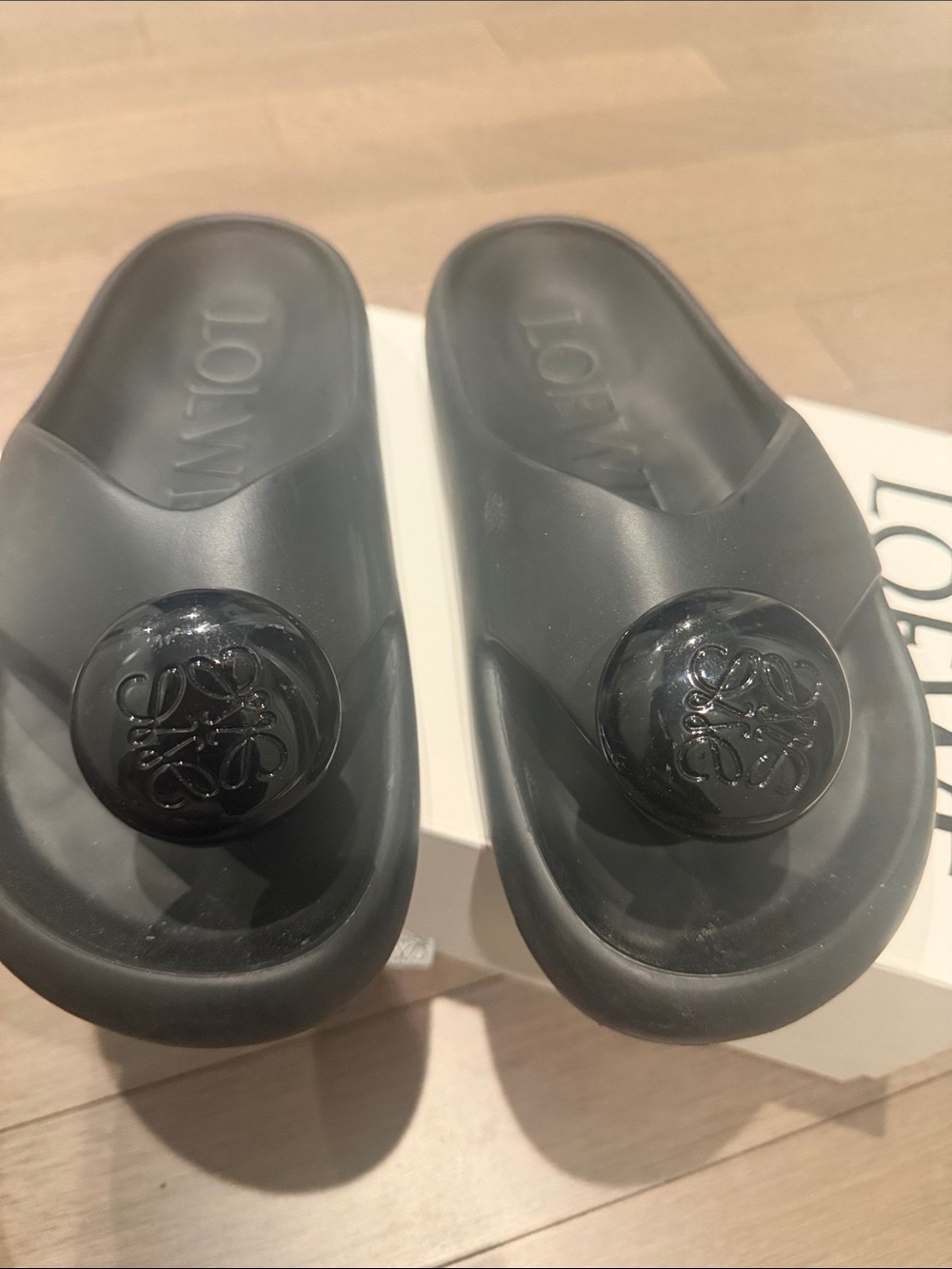 Loewe Black Logo Medallion Rubber Slide Sandals